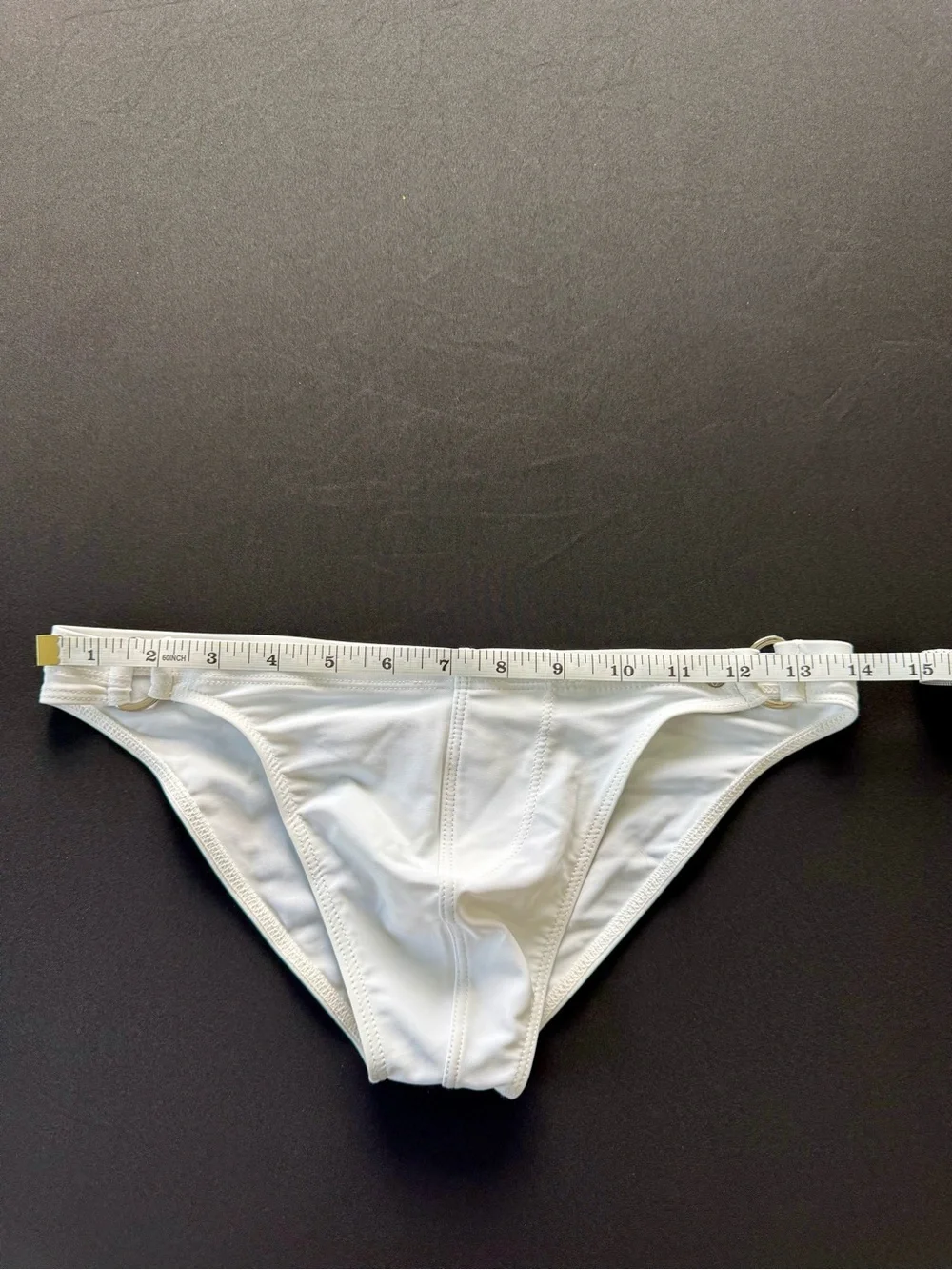 White Men's Swim Brief with Side Ring Details